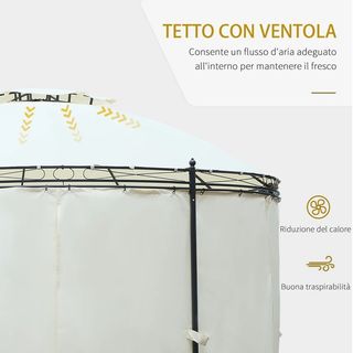 Gazebo da Giardino Rotondo con Doppio Tettuccio, C