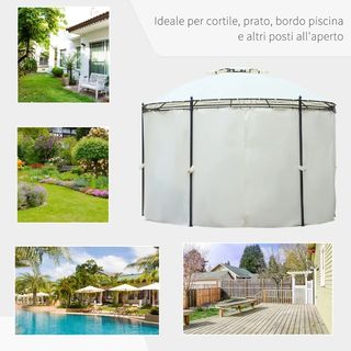 Gazebo da Giardino Rotondo con Doppio Tettuccio, C