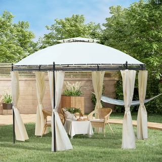 Gazebo da Giardino Rotondo con Doppio Tettuccio, C