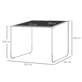Pergola Gazebo 3x3 m con Rotelle, Copertura Anti-U
