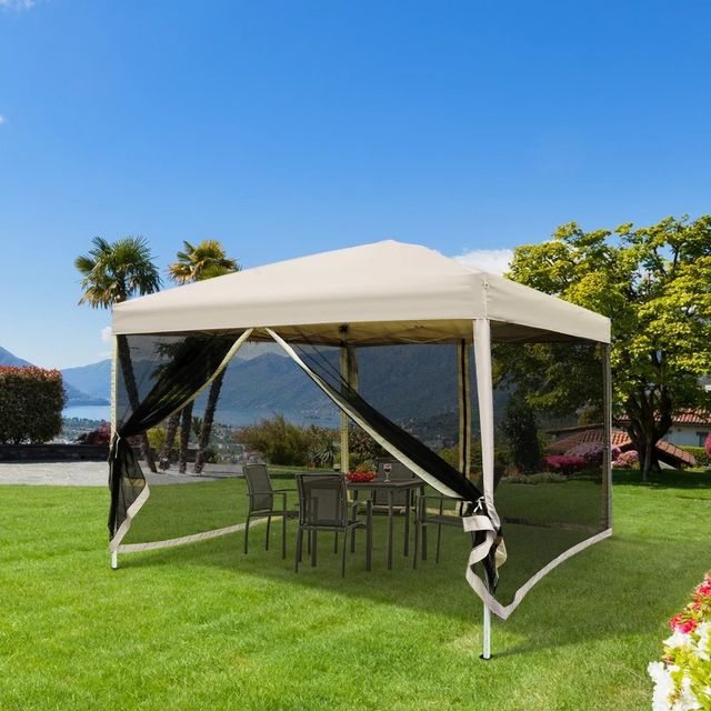 Gazebo da Giardino 3x3m con Zanzariera, Acciaio e