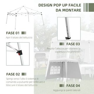 Gazebo da Giardino Pieghevole ad Altezza Regolabil