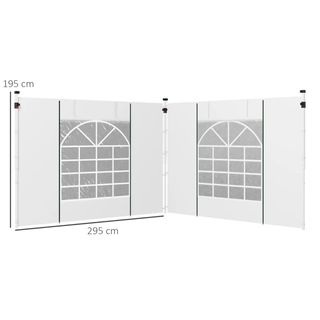 Set 2 Pareti per Gazebo 3x3 m e 3x6m con Finestre 