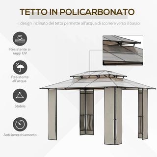 Gazebo da Giardino 3.7x3m con Tetto in Policarbona