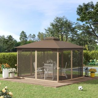 Gazebo da Giardino con Zanzariera, Doppio Tetto e 