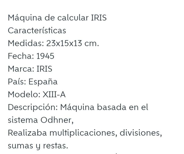 Maquina de calcular iris. Calculadora iris