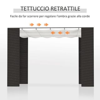 Gazebo Pergola da Giardino 3x3m con Tenda Scorrevo