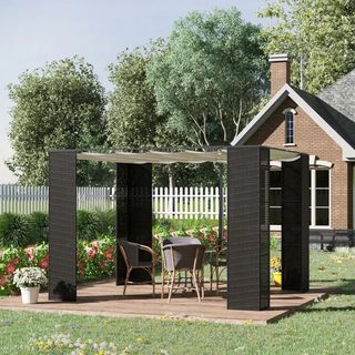Gazebo Pergola da Giardino 3x3m con Tenda Scorrevo