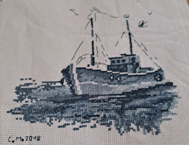 Barco de pesca punto de cruz