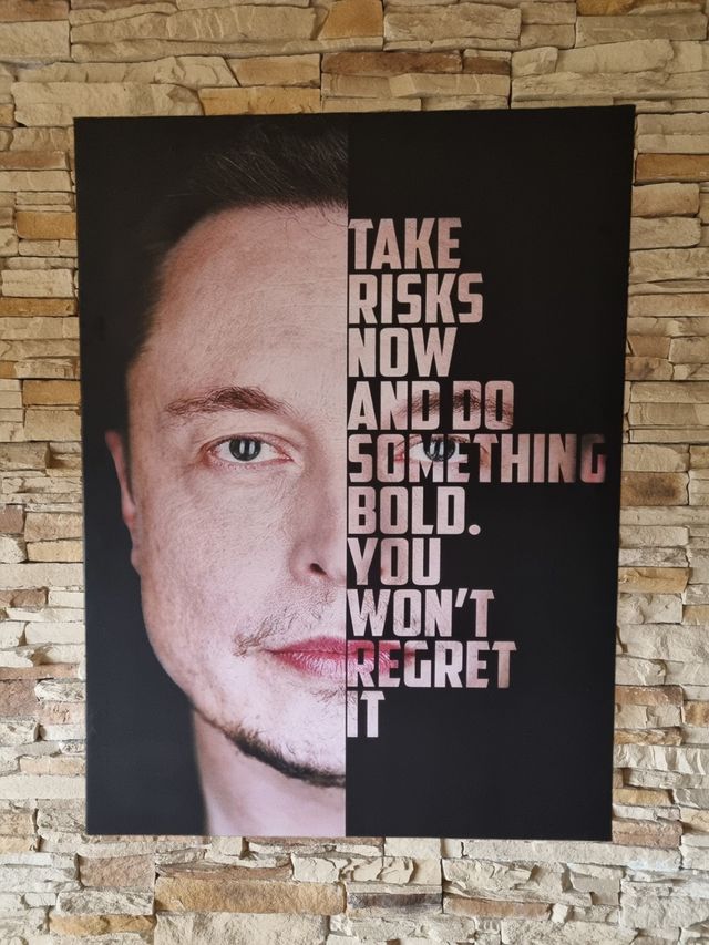 Cita inspiradora de Elon Musk en Lienzo