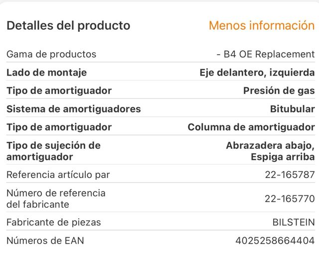 Amortiguador bilstein Nissan