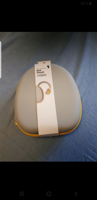 Portacuffie grigio con rifiniture gialle