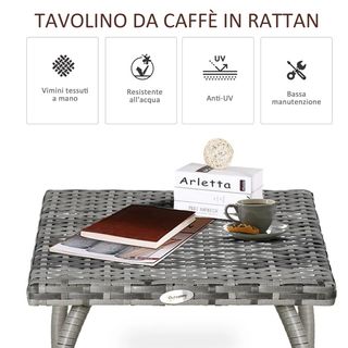 Tavolino in Rattan Sintetico, Tavolino da Esterno