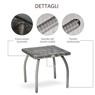 Tavolino in Rattan Sintetico, Tavolino da Esterno