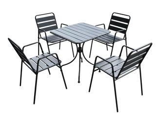 Krystin (1 Tavolo 4 Sedie) Acciaio - Colore Antrac