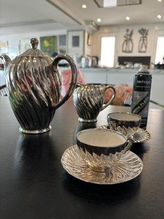 Juego cafe de plata y porcelana