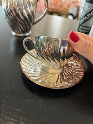 Juego cafe de plata y porcelana