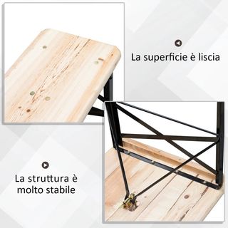 Set Birreria 1 Tavolo (120x50cm) 2 Panche (120x25c