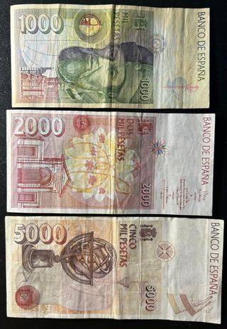 Billetes y monedas de pesetas