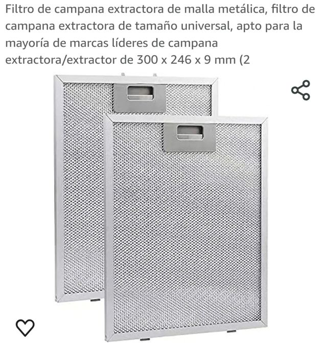 Filtro de campana extractora