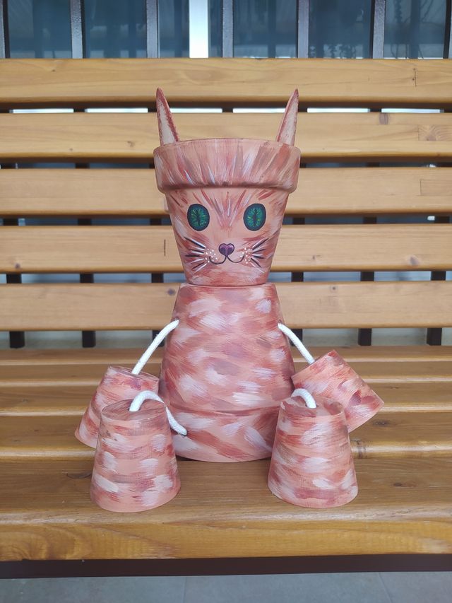 Maceta gato decoración artesanal