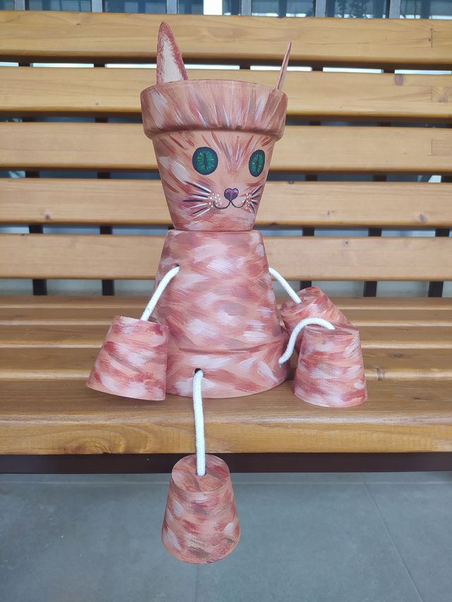 Maceta gato decoración artesanal