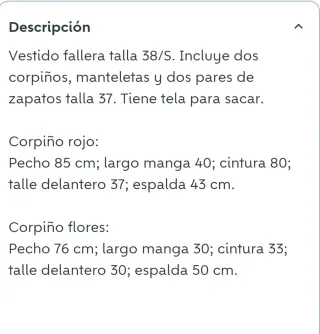 Vestido fallera para adolescente