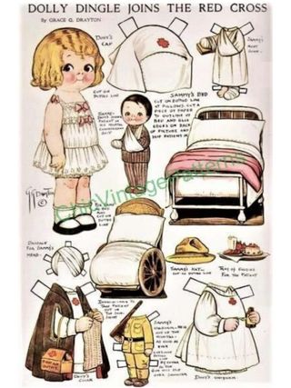 Marco con postal Dolly Dingle en Cruz Roja