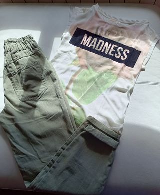 PANTALON VERDE CON CAMISETA