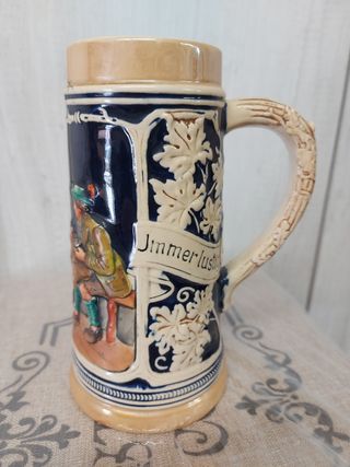 Boccal birra in ceramica decorato