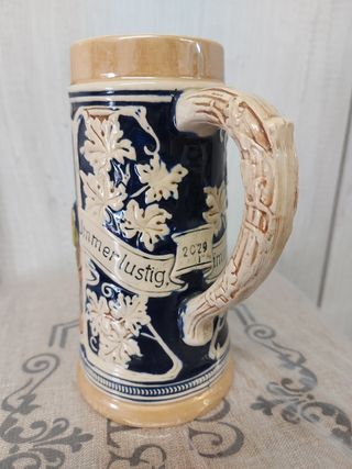 Boccal birra in ceramica decorato