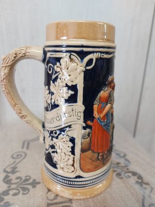 Boccal birra in ceramica decorato