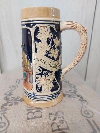 Boccal birra in ceramica decorato