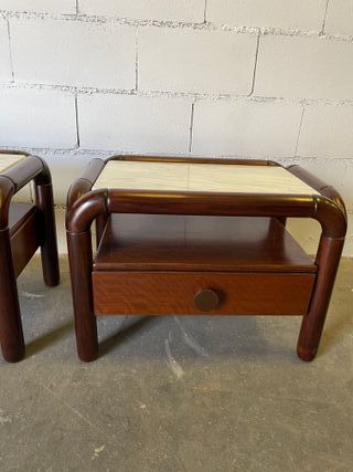 ✅pareja mesita de noche vintage 70 restaurada