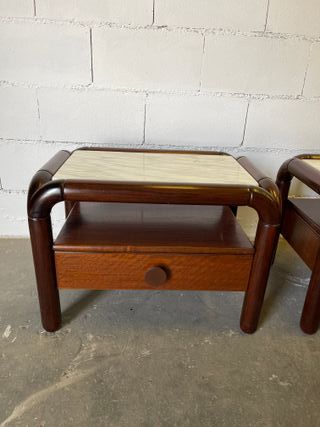 ✅pareja mesita de noche vintage 70 restaurada