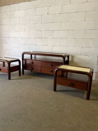 ✅pareja mesita de noche vintage 70 restaurada