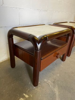 ✅pareja mesita de noche vintage 70 restaurada