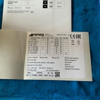 Smeg placa PV275S gas de 70cm