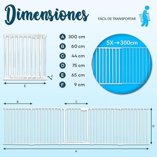 KIDUKU Barrera de Seguridad 300 cm para Niños