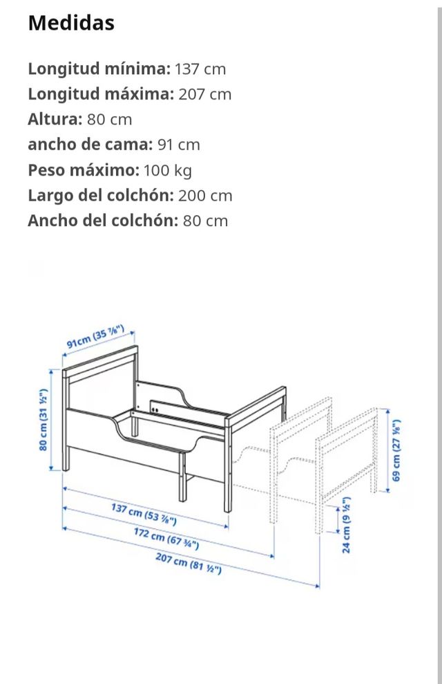 Cama extensible infantil y juvenil Ikea