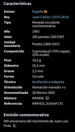 Moneda 200 pesetas Juan Luis Vives