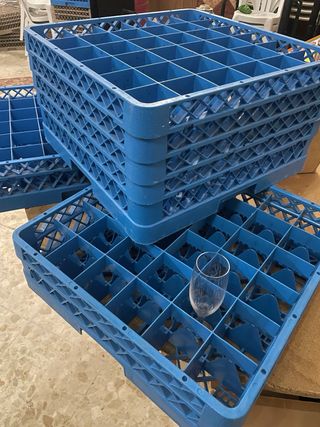 Cestas 36 huecos 6x6 rack catering copas vasos