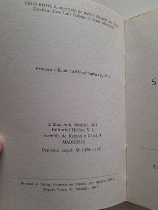 "Subversiones". Max Aub. Primera Edición, 1971.