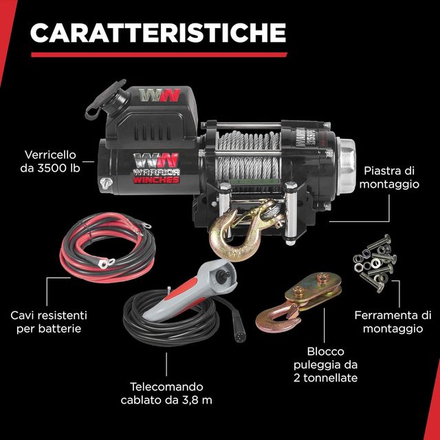 Warrior Ninja 3500lb 12v Argano Elettrico