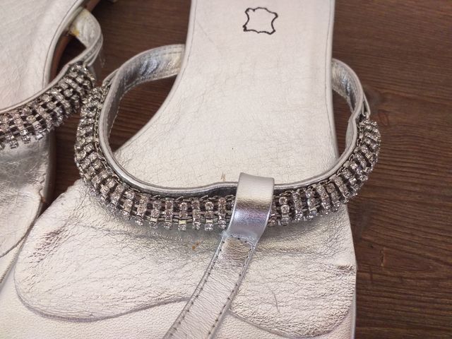 Sandali donna tacco bass legno paillettes