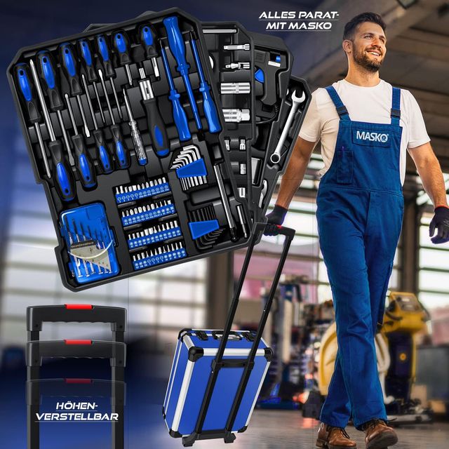 Cassetta degli attrezzi, 969 pezzi, trolley profes