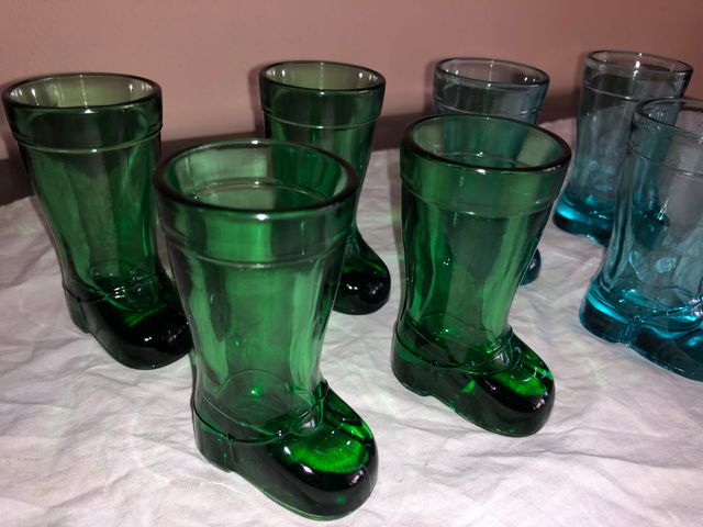 7 Bicchierini Vetro Colorati "Stivale"