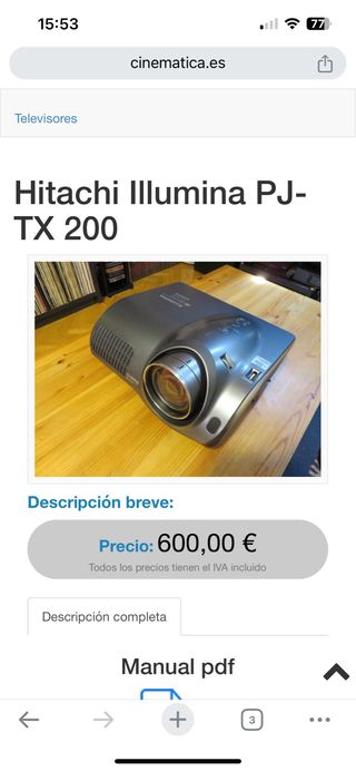 PROYECTOR HITACHI ILLUMINA PJ-TX 200