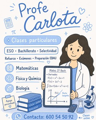 Clases Matemáticas, FYQ- ESO, Bachill. y EVAU