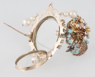 Conjunto antiguo broche y pendientes en oro 14k